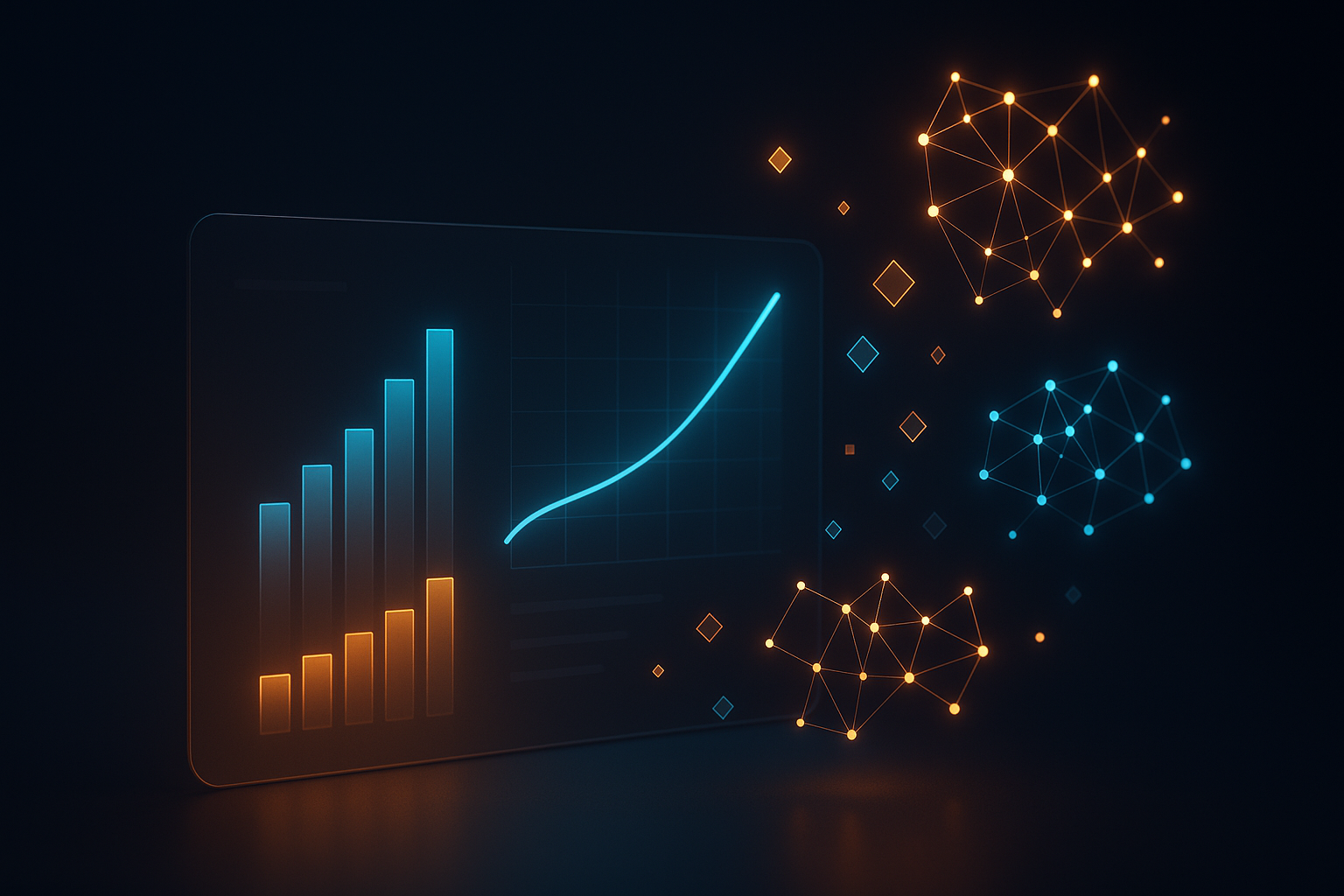 Abstract dashboard visualization representing predictive LTV modeling for Meta Ads bid optimization