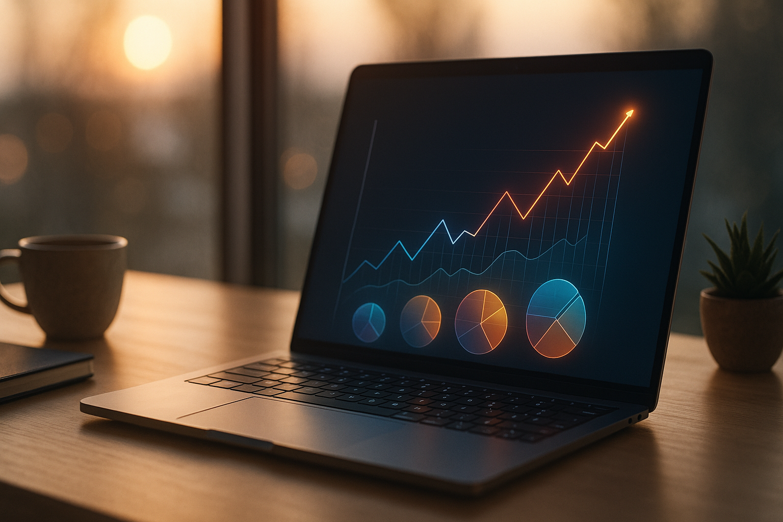 Modern workspace with holographic analytics dashboards illustrating a digital marketing career in 2025